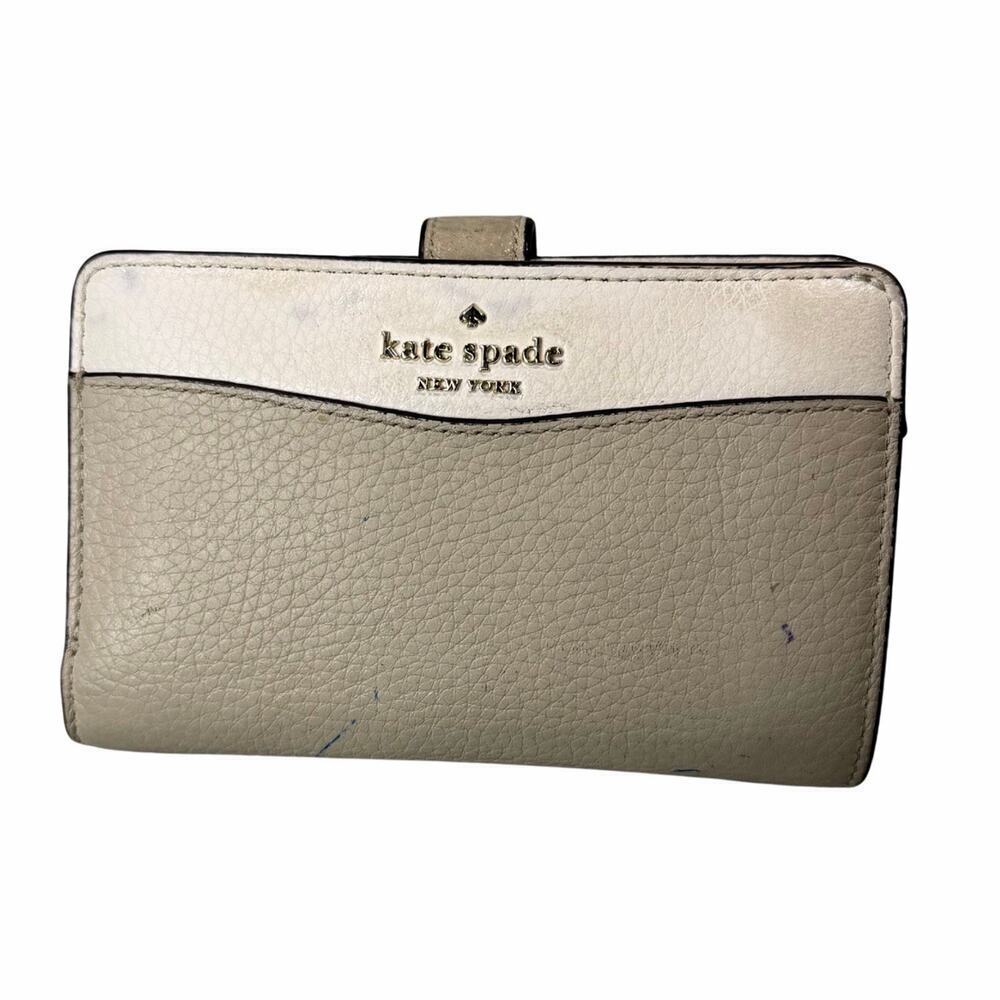 Kate Spade Compact Bi-fold Wallet Card Holder Coin Purse Ivory